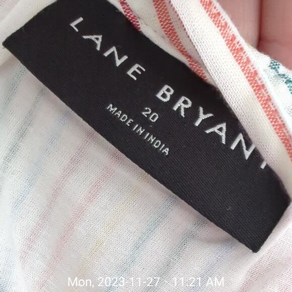 Lane Bryant Women's Tank Top 20 Plus Size Stripes Rainbow Summer Cami Flirty EUC - Picture 3 of 5